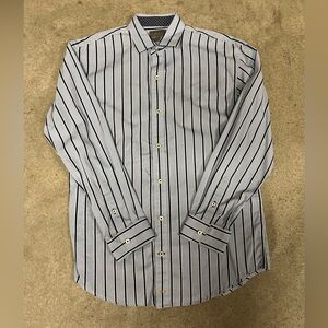 Thomas Dean Boys Striped Long-Sleeve Button-up
